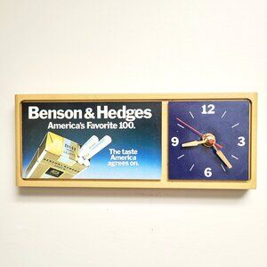 Vintage Benson & Hedges 100s Wall Clock, Tobacciana Advertising Cigarette Clock